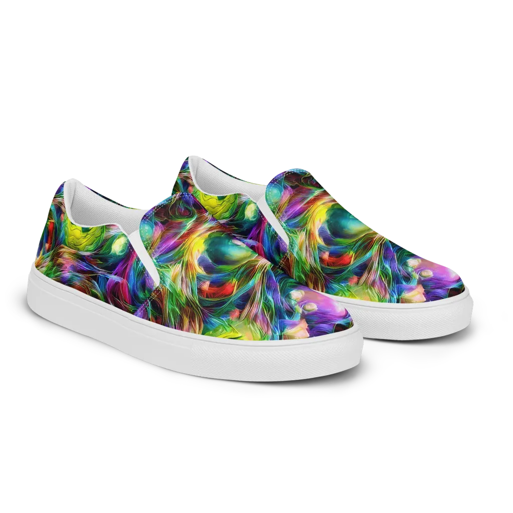 Psychedelic Velvet on Men's Slip-On Canvas Shoes — Right Front