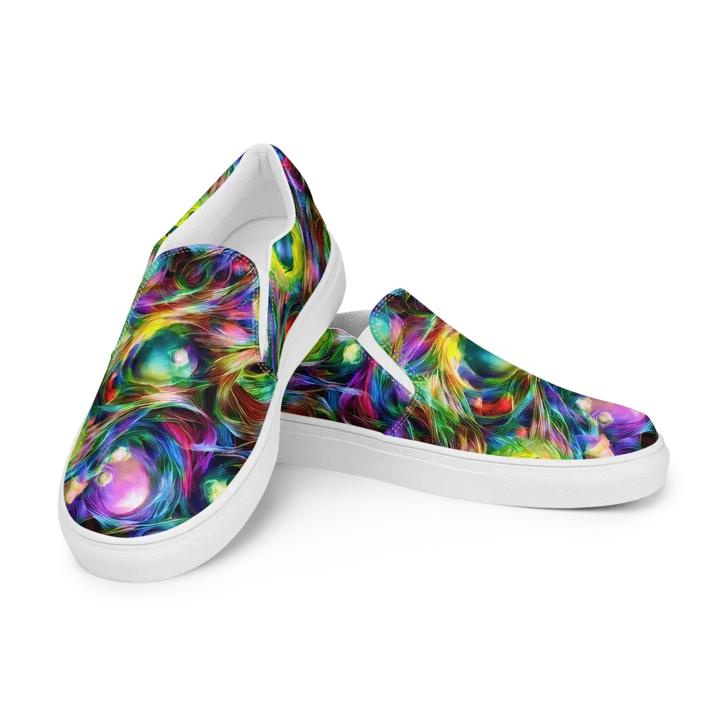 Psychedelic Velvet on Men's Slip-On Canvas Shoes — Left Front