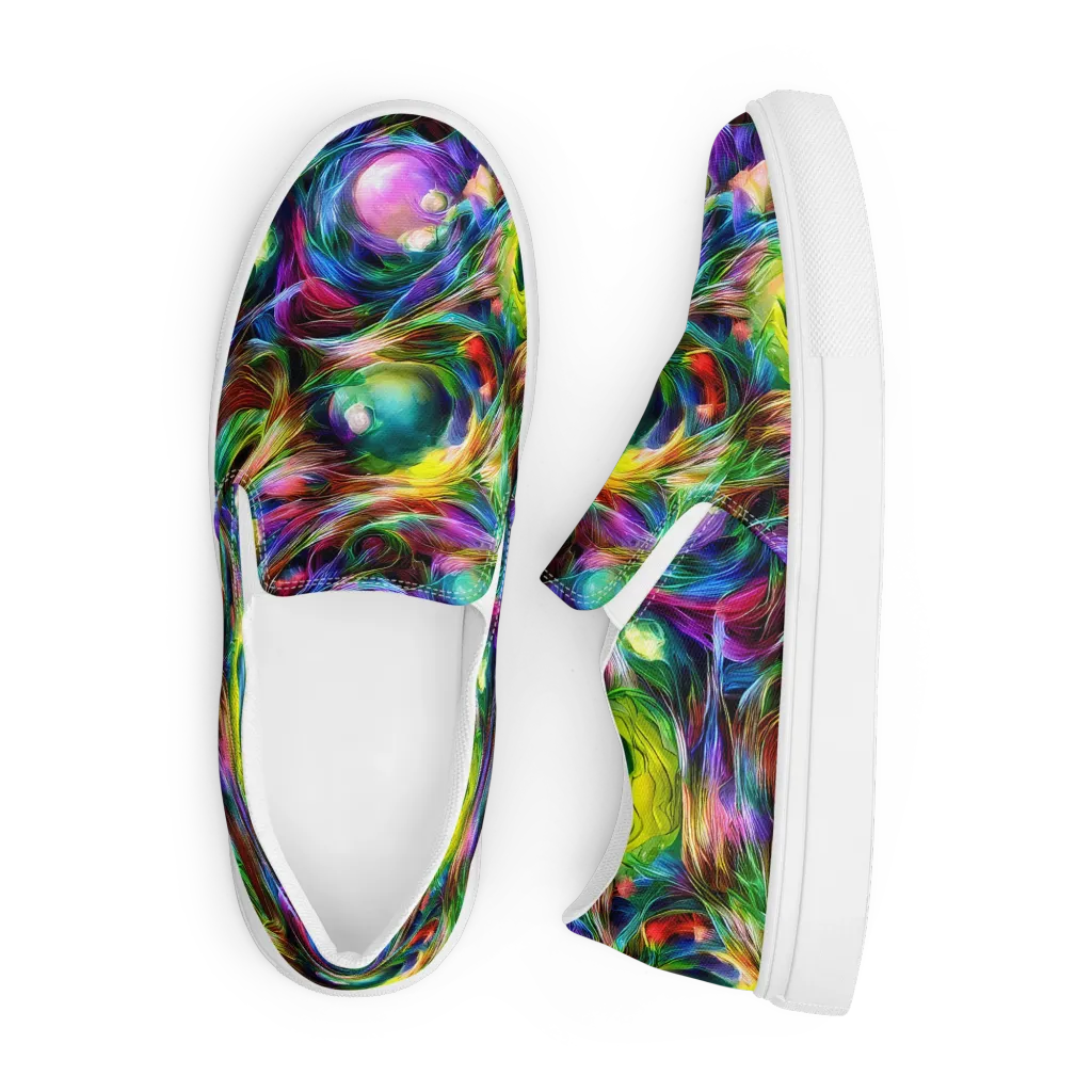 Psychedelic Velvet on Men's Slip-On Canvas Shoes — Front