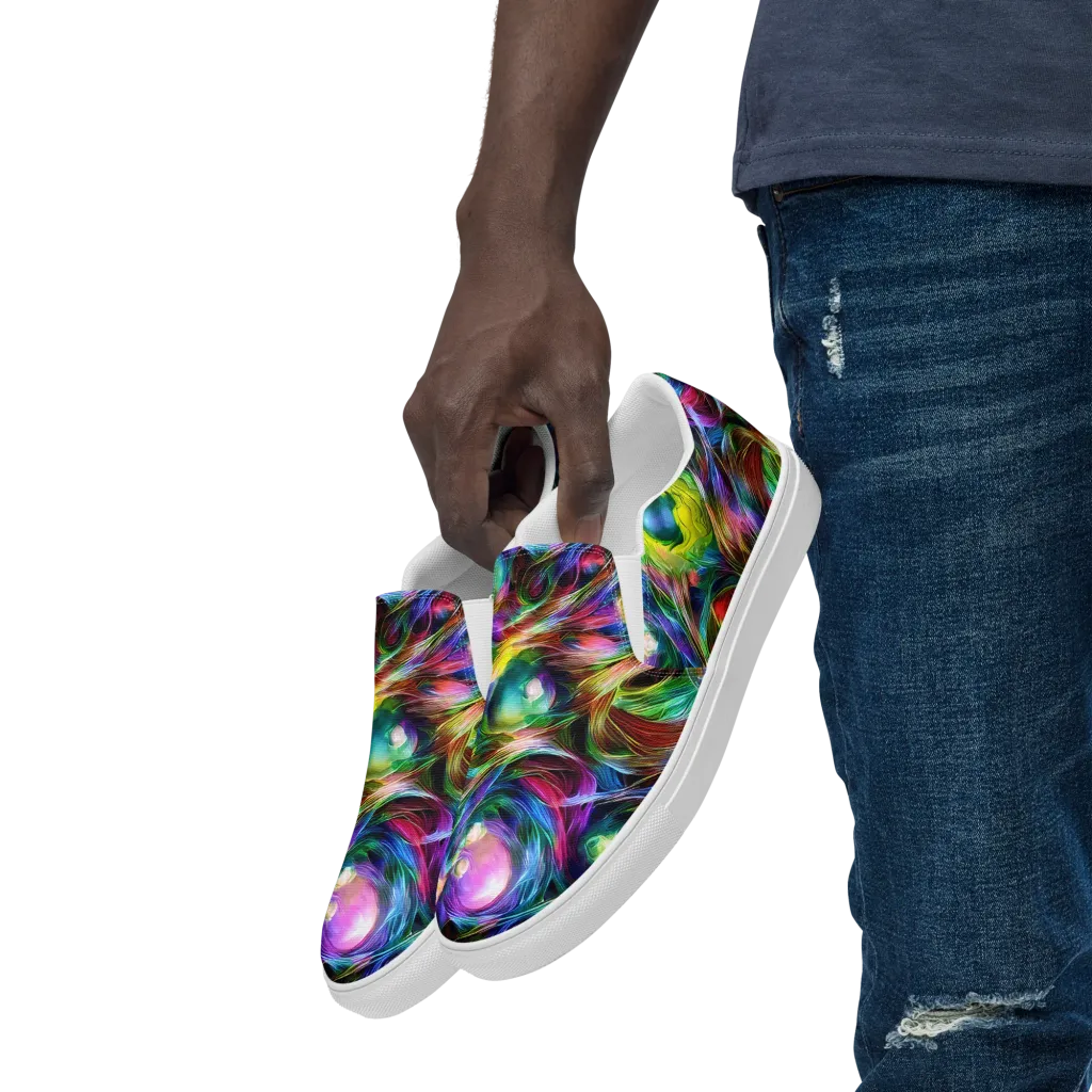 Psychedelic Velvet on Men's Slip-On Canvas Shoes — Left Front