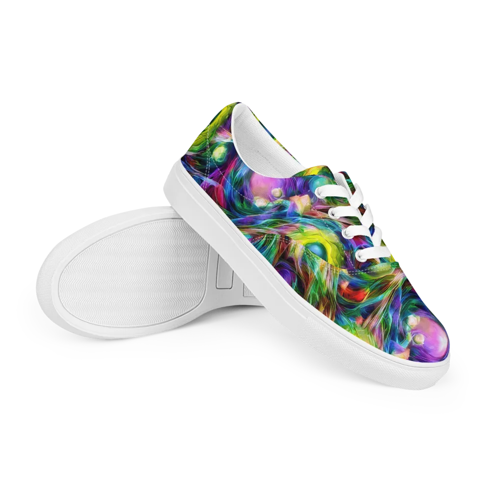 Psychedelic Velvet on Men's Lace-Up Canvas Shoes — Right Front