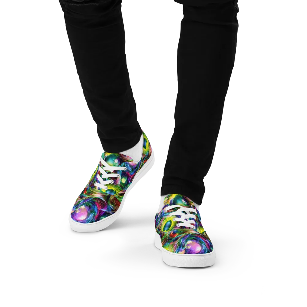 Psychedelic Velvet on Men's Lace-Up Canvas Shoes — Front