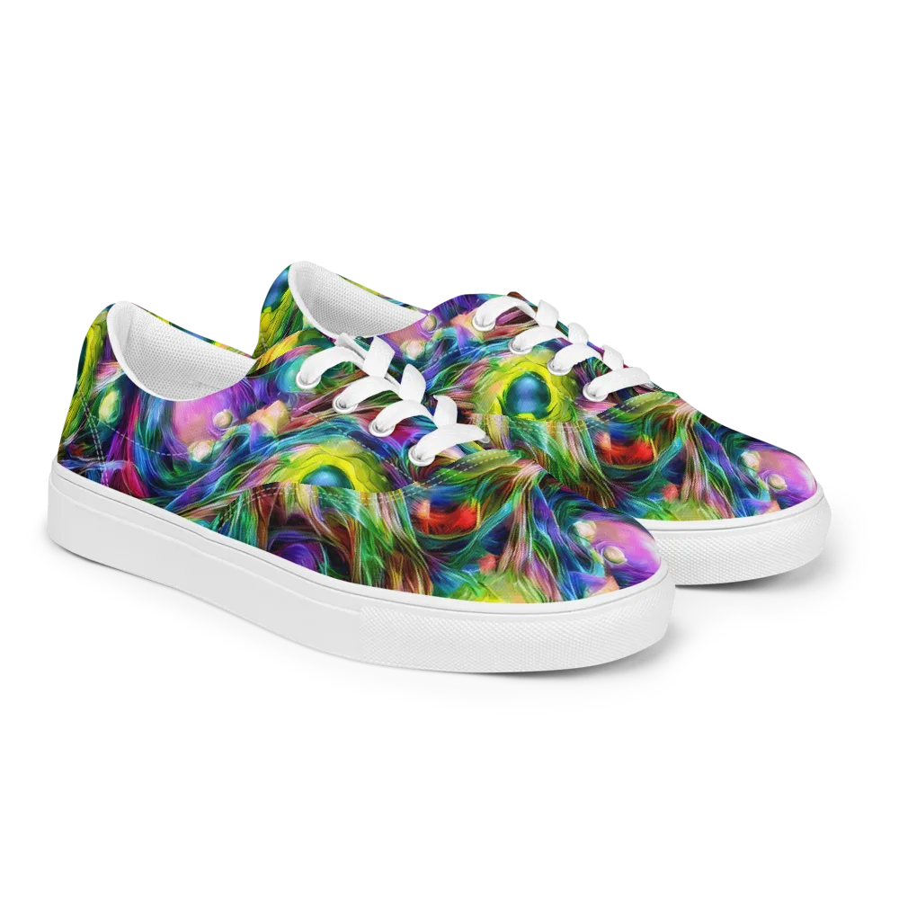 Psychedelic Velvet on Men's Lace-Up Canvas Shoes — Right Front