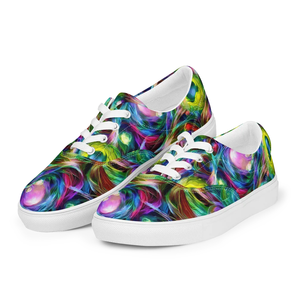 Psychedelic Velvet on Men's Lace-Up Canvas Shoes — Left Front