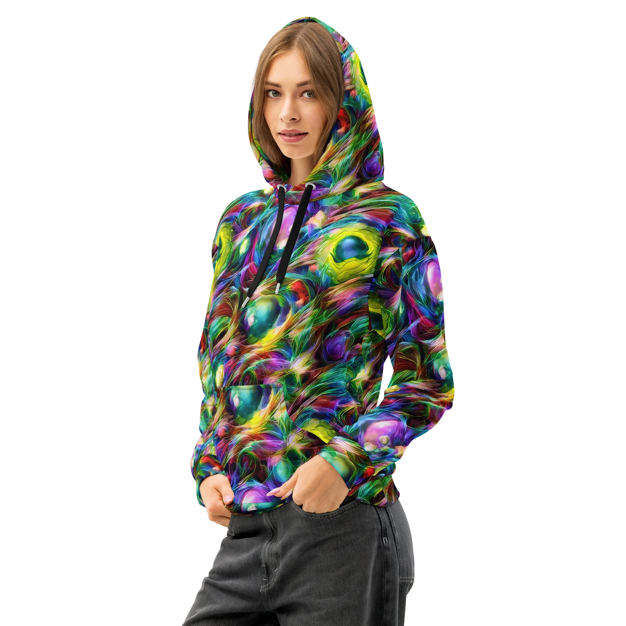 Psychedelic Velvet on Cotton Hoodie — Left Front