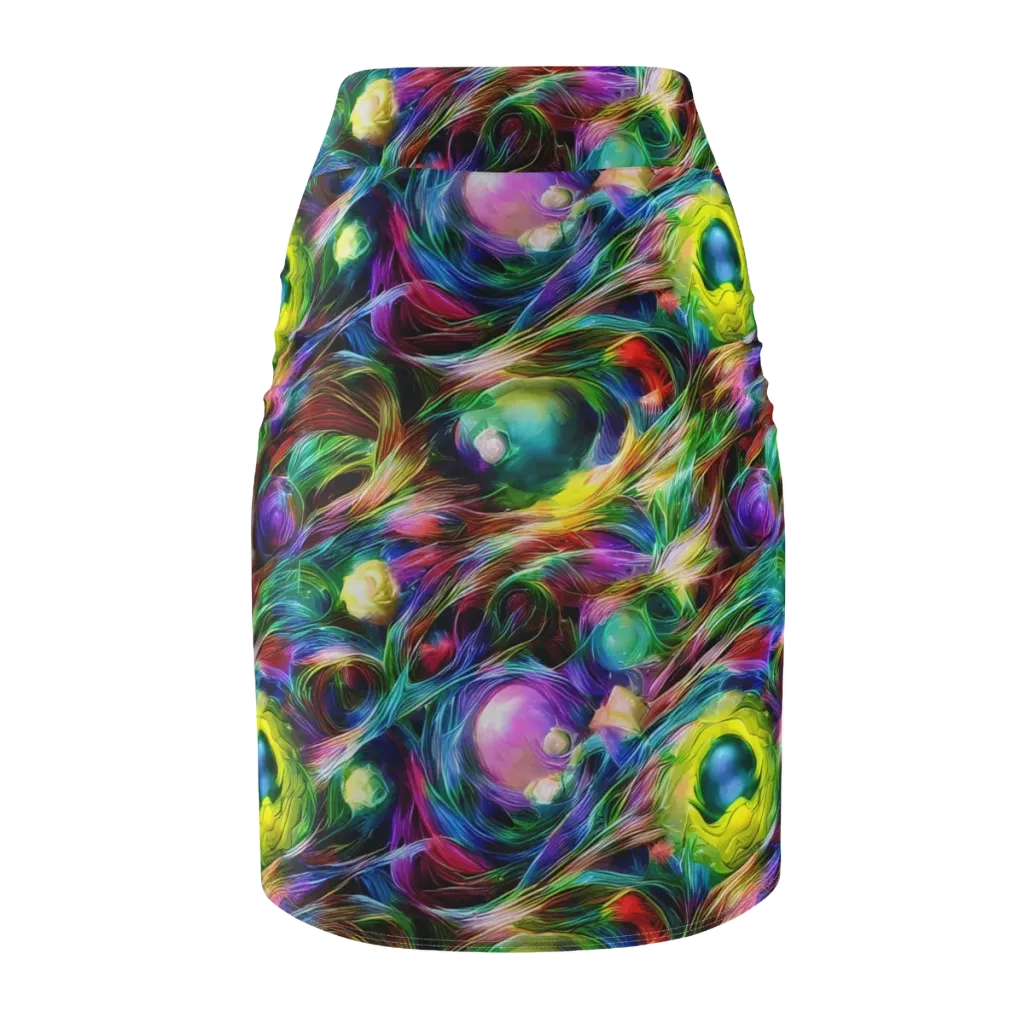 Psychedelic Velvet on Pencil Skirt — Back