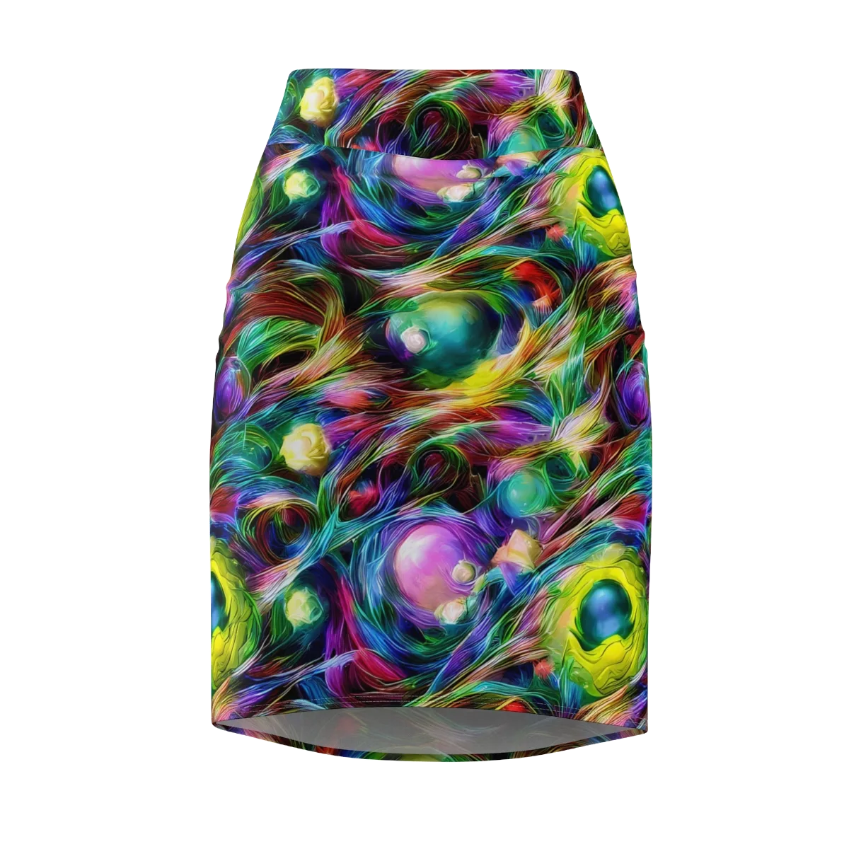 Psychedelic Velvet on Pencil Skirt — Front