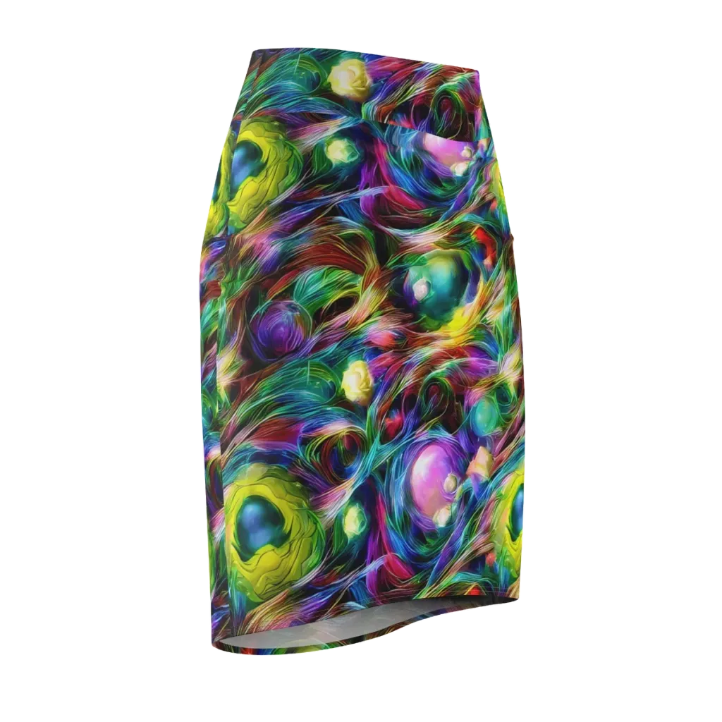 Psychedelic Velvet on Pencil Skirt — Front Side