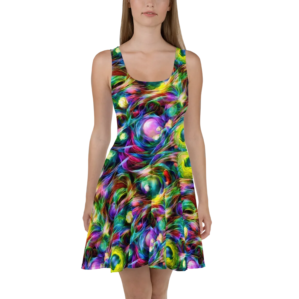Psychedelic Velvet on Skater Dress — Front
