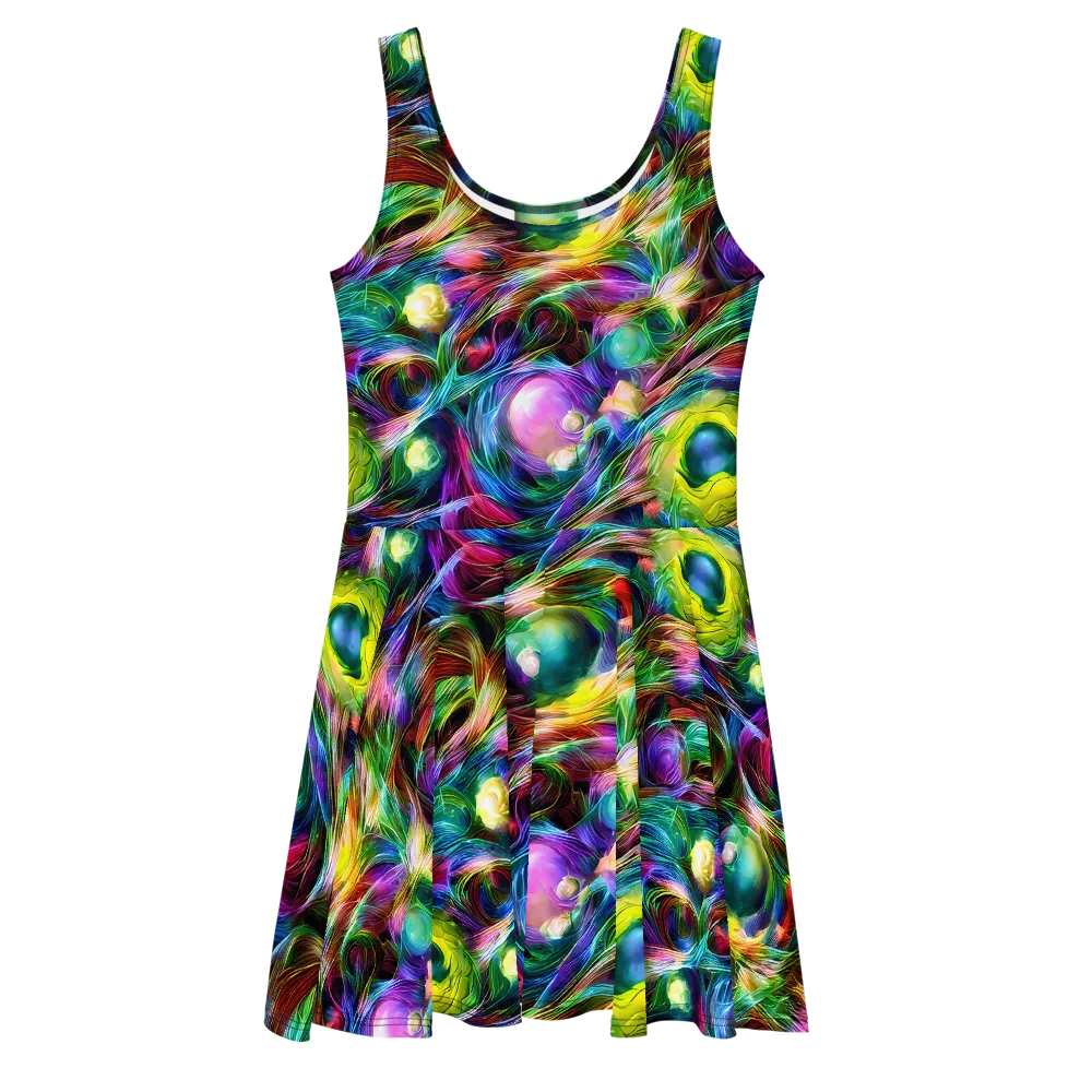 Psychedelic Velvet on Skater Dress — Front