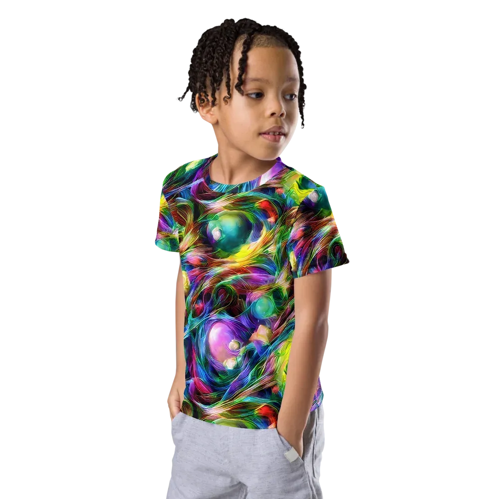 Psychedelic Velvet on Kids Crew Neck T-Shirt — Left Front