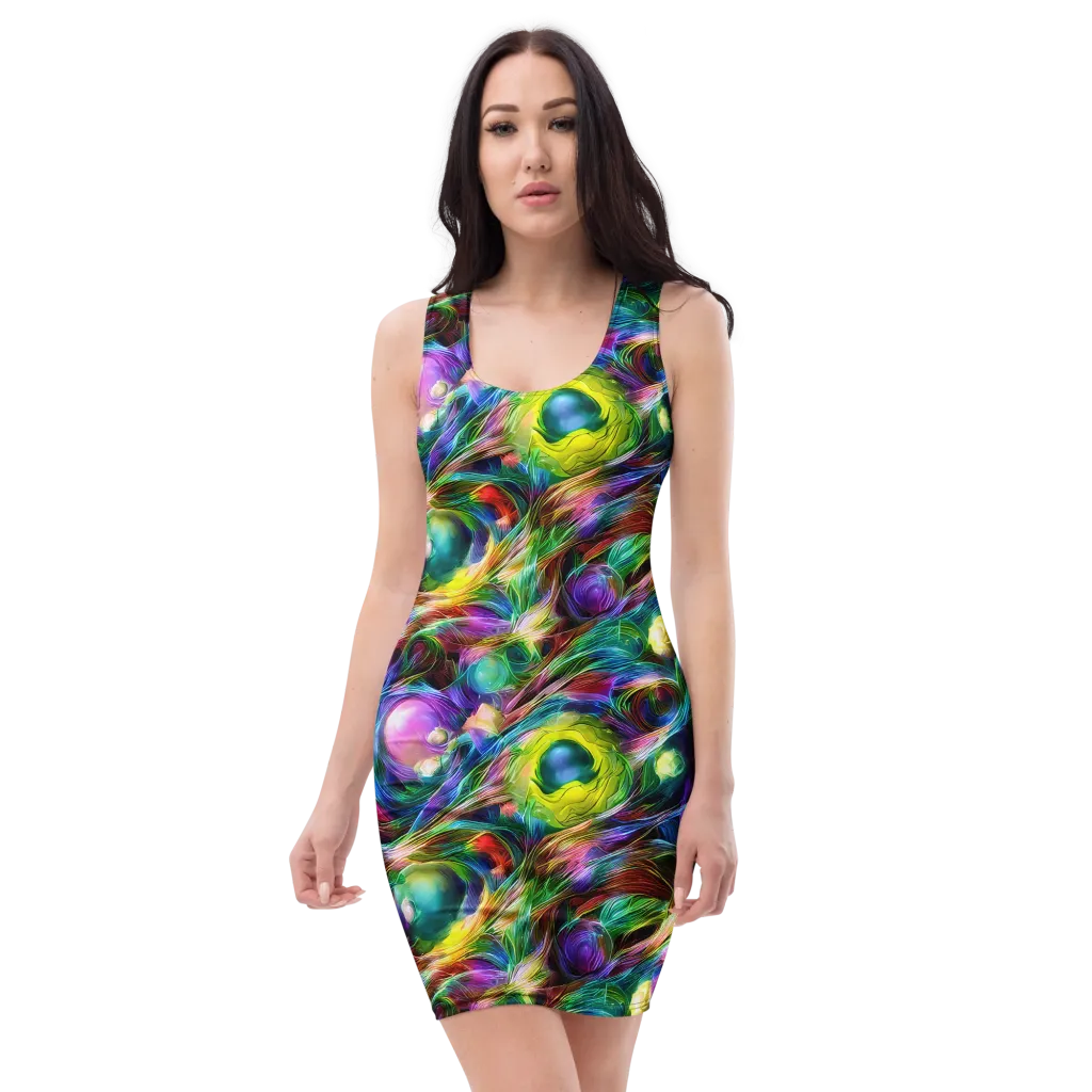 Psychedelic Velvet on Bodycon Dress — Front