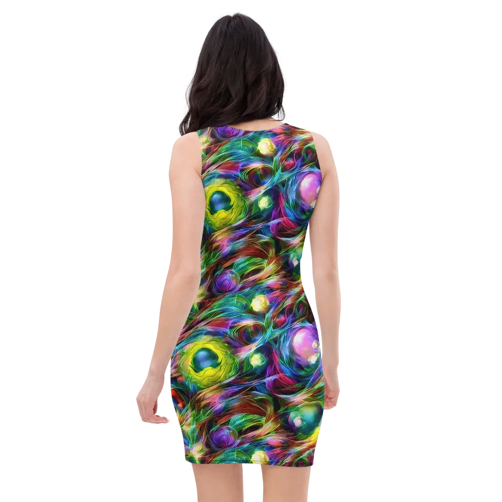 Psychedelic Velvet on Bodycon Dress — Back