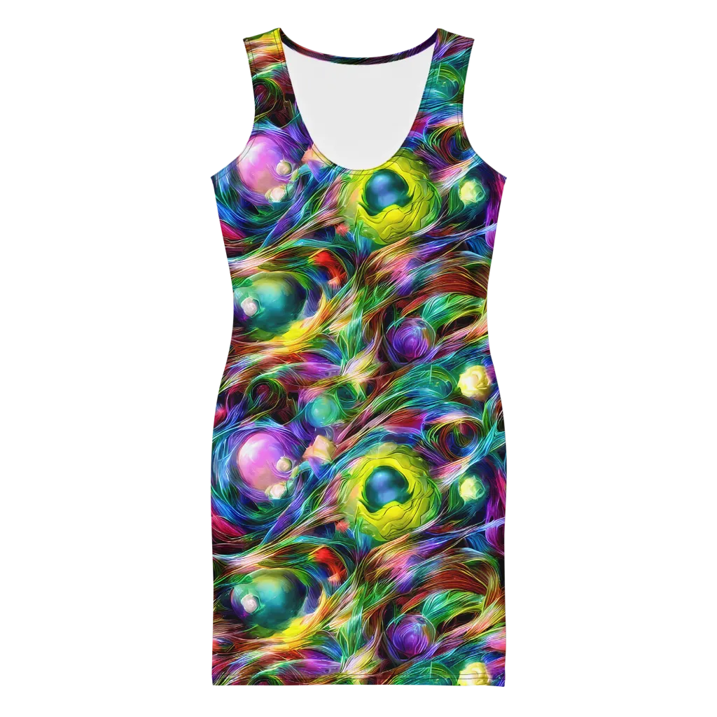 Psychedelic Velvet on Bodycon Dress — Front