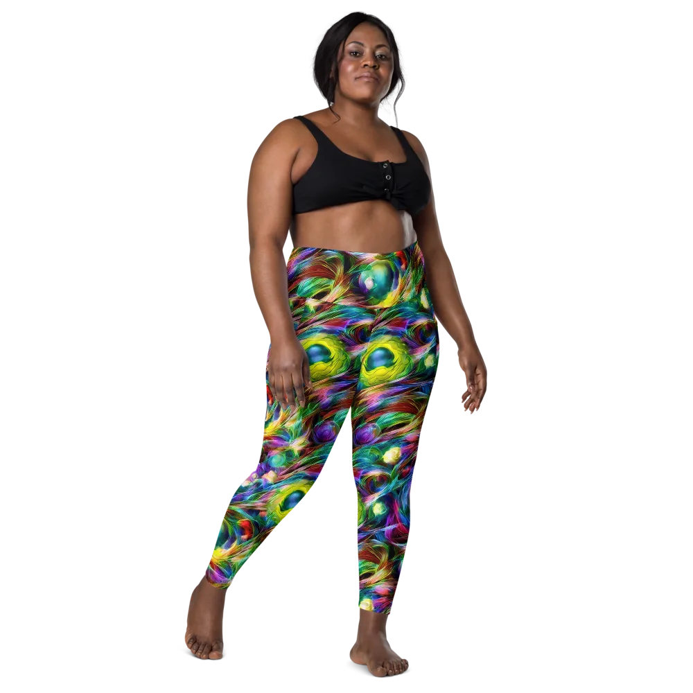Psychedelic Velvet on Leggings with Pockets — Front