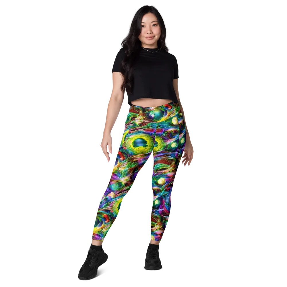 Psychedelic Velvet on Leggings with Pockets — Front