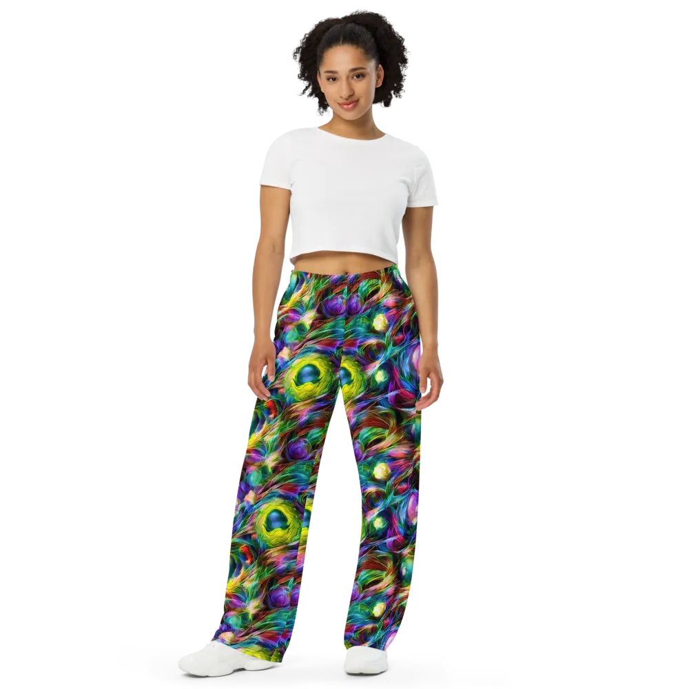 Psychedelic Velvet on Wide-Leg Pants — Front