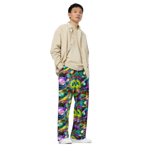 Psychedelic Velvet on a Wide-Leg Pants