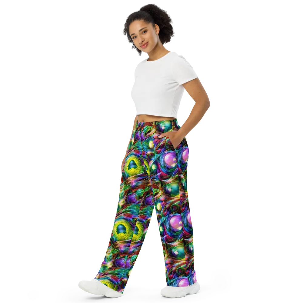 Psychedelic Velvet on Wide-Leg Pants — Left Front