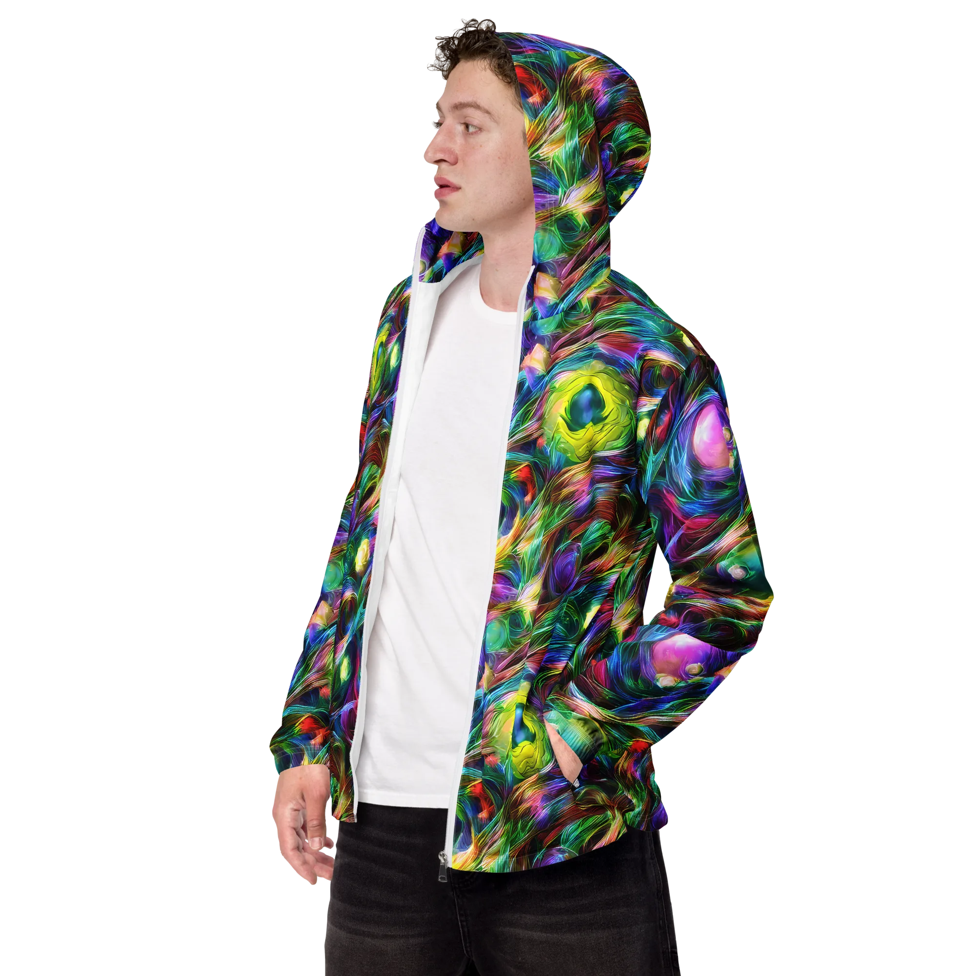 Psychedelic Velvet on Men's Windbreaker — Left Front