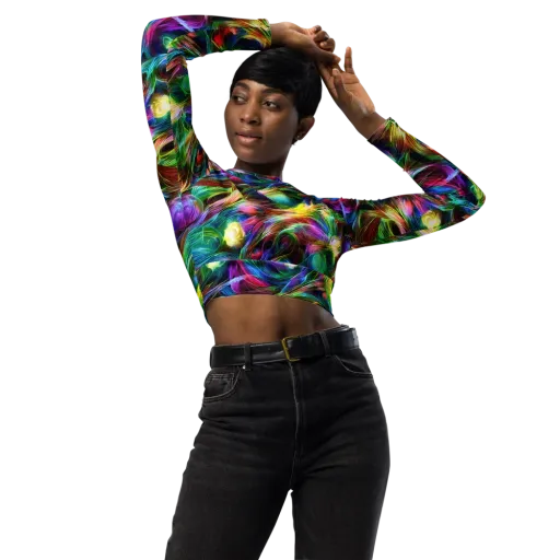 Psychedelic Velvet on a Long Sleeve Crop Top