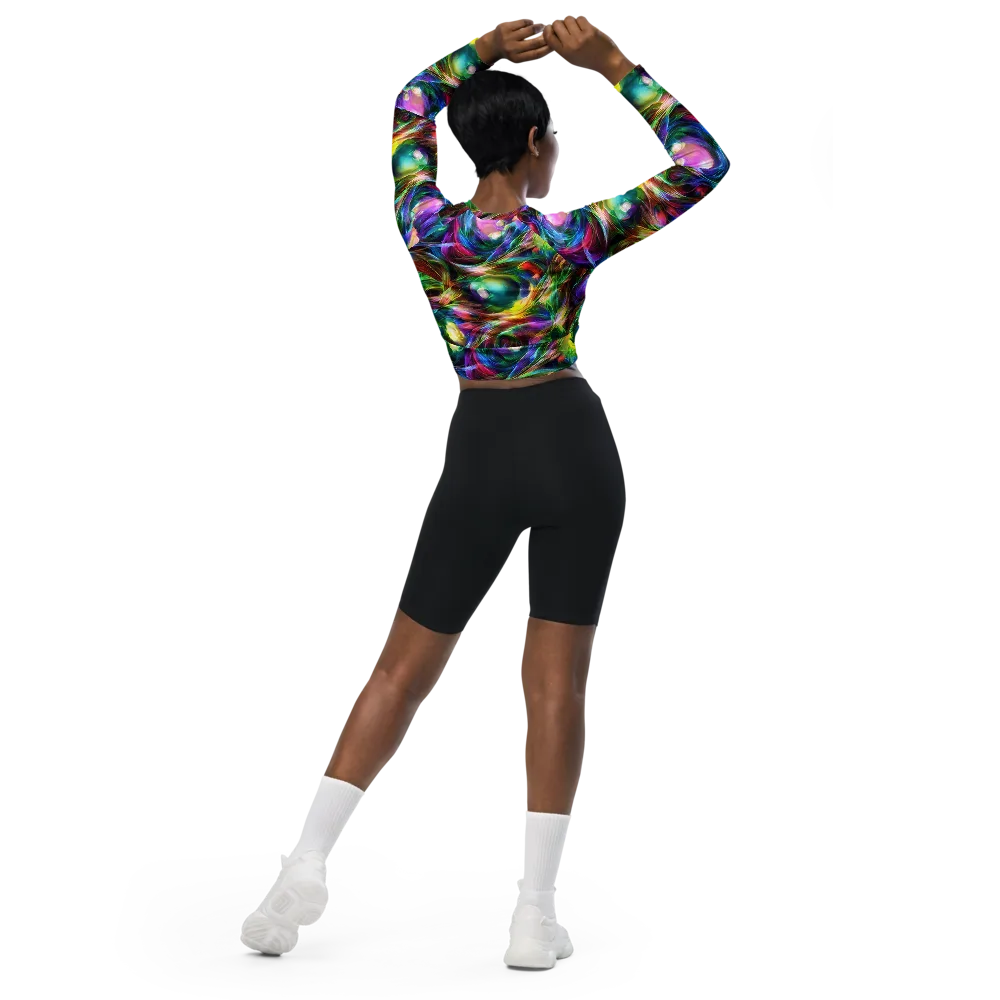 Psychedelic Velvet on Long Sleeve Crop Top — Back