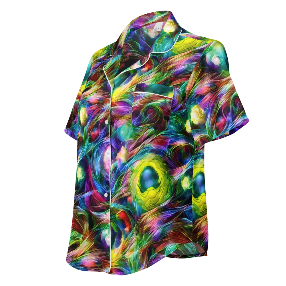 Psychedelic Velvet on Women's Short Sleeve Pajama Top — Left Front