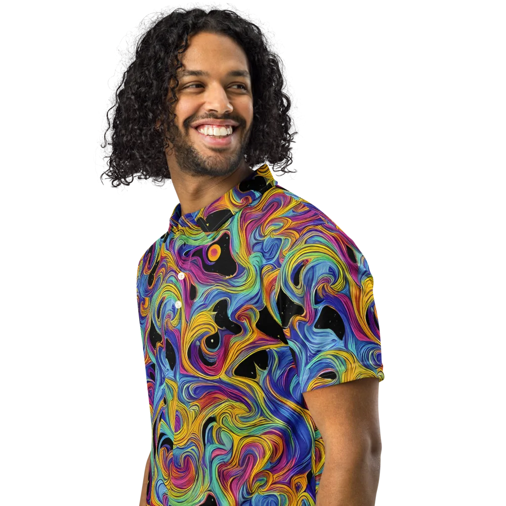 Aurora Ink on Men's Slim Fit Polo Shirt — Left Front
