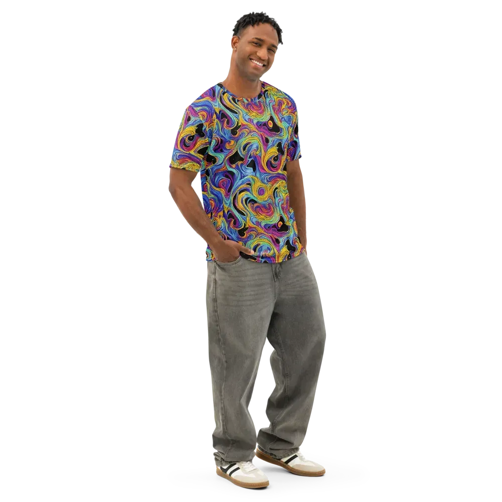 Aurora Ink on Men's Cotton Crew Neck T-Shirt — Right Front