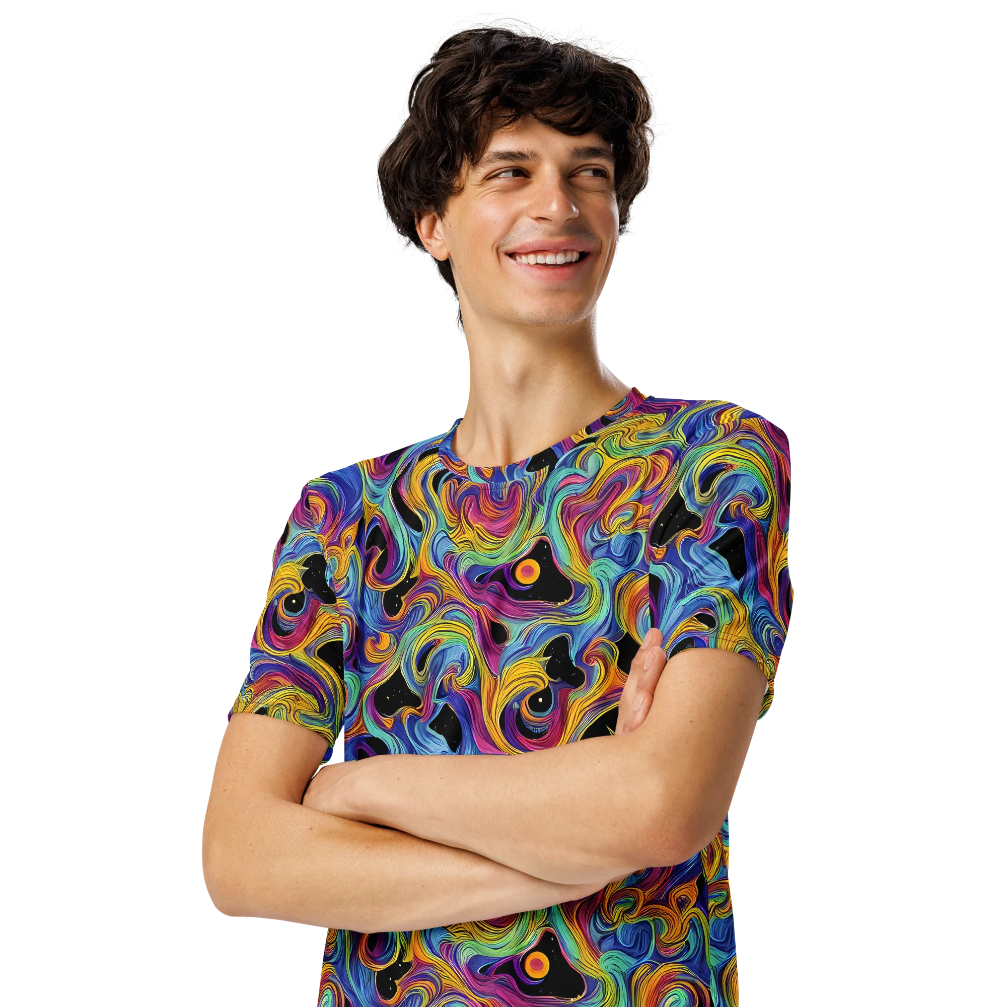 Aurora Ink on Men's Crew Neck T-Shirt — Left Front