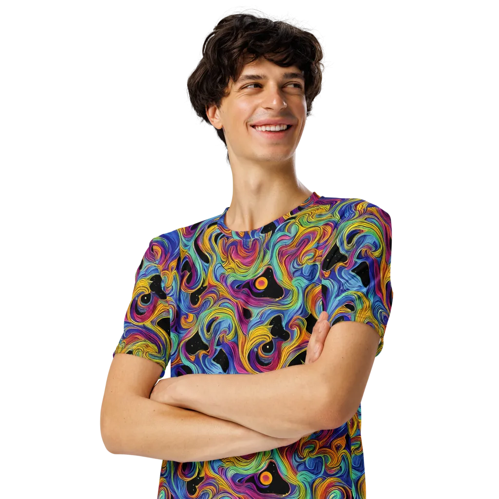 Aurora Ink on Men's Crew Neck T-Shirt — Left Front