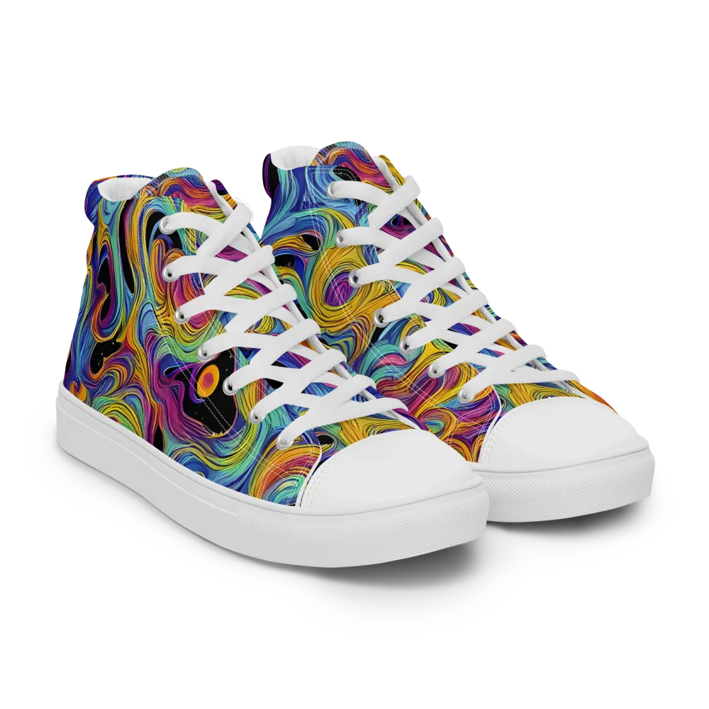 Aurora Ink on Men's High Top Canvas Shoes — Right Front