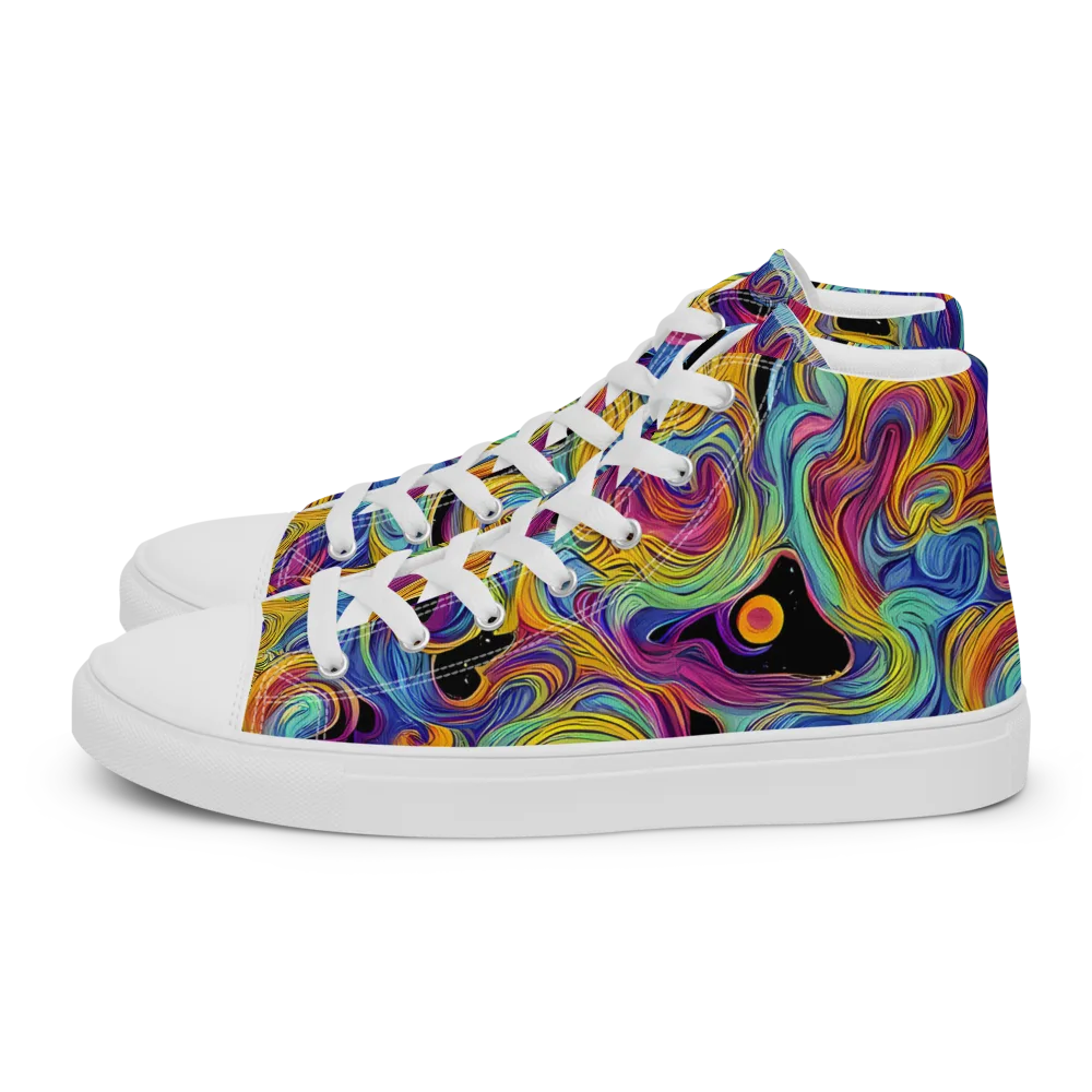 Aurora Ink on Men's High Top Canvas Shoes — Left
