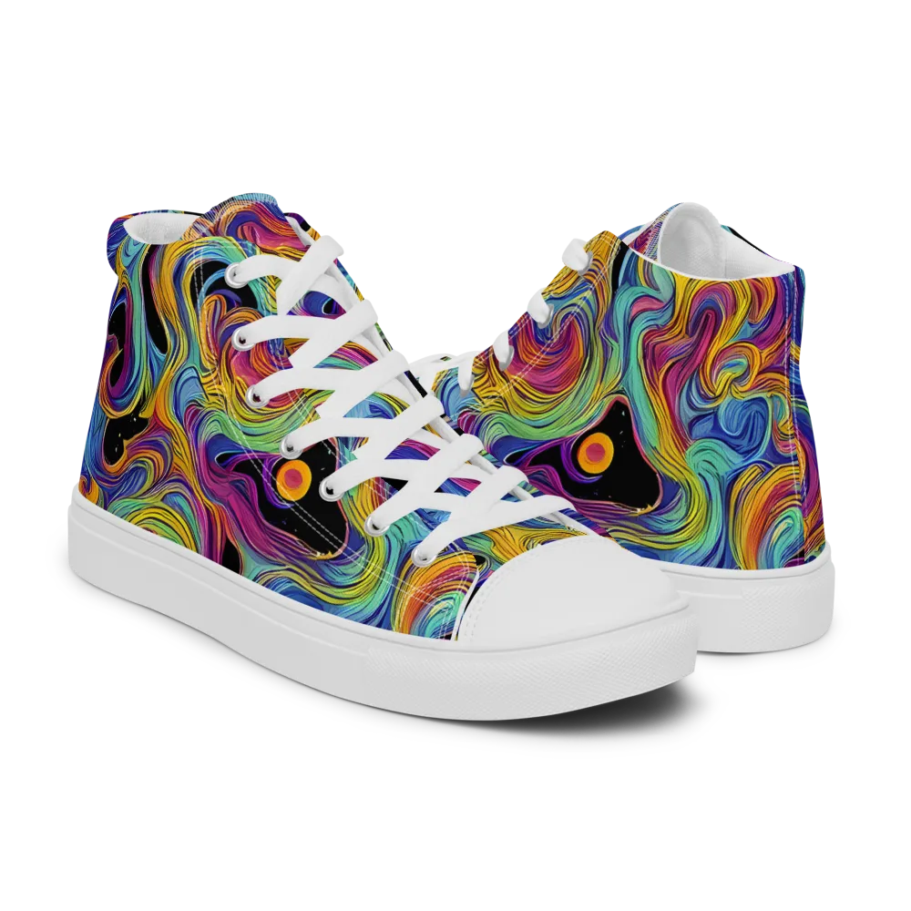 Aurora Ink on Men's High Top Canvas Shoes — Right