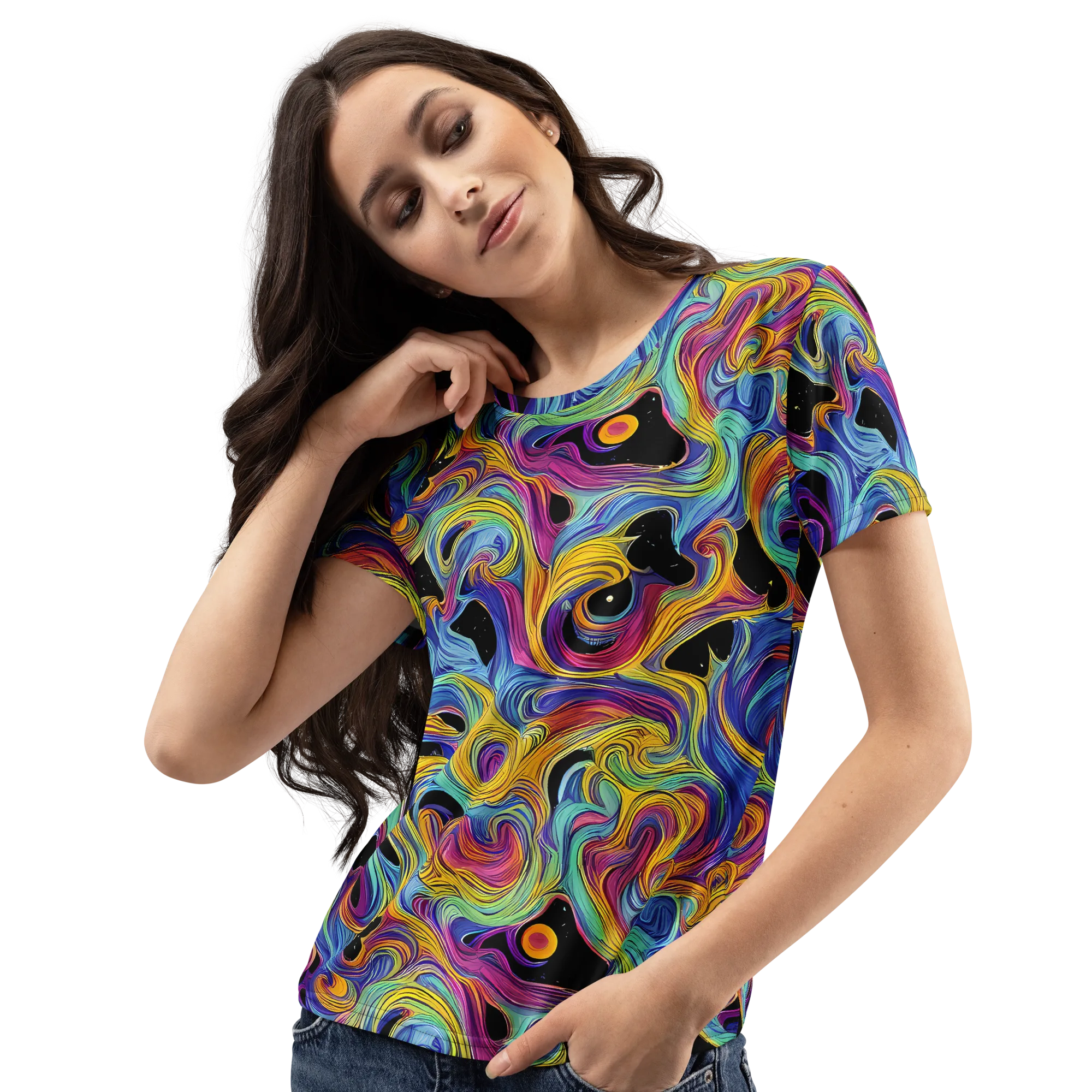 Aurora Ink on Women's Crew Neck T-Shirt — Left Front