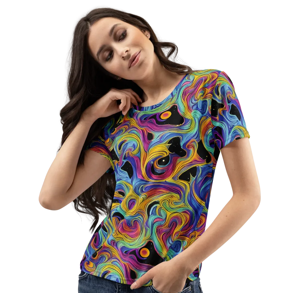 Aurora Ink on Women's Crew Neck T-Shirt — Left Front