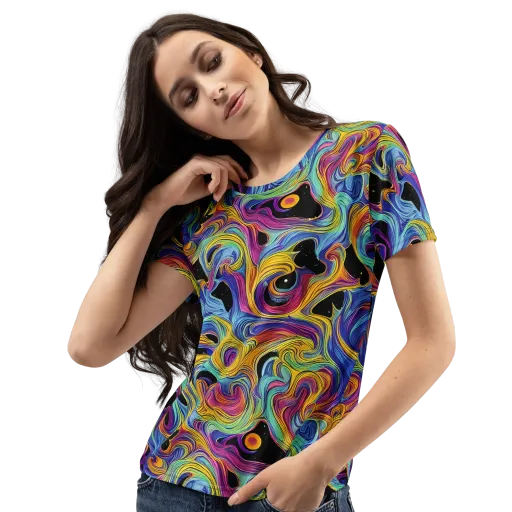 Aurora Ink on a Women's Crew Neck T-Shirt