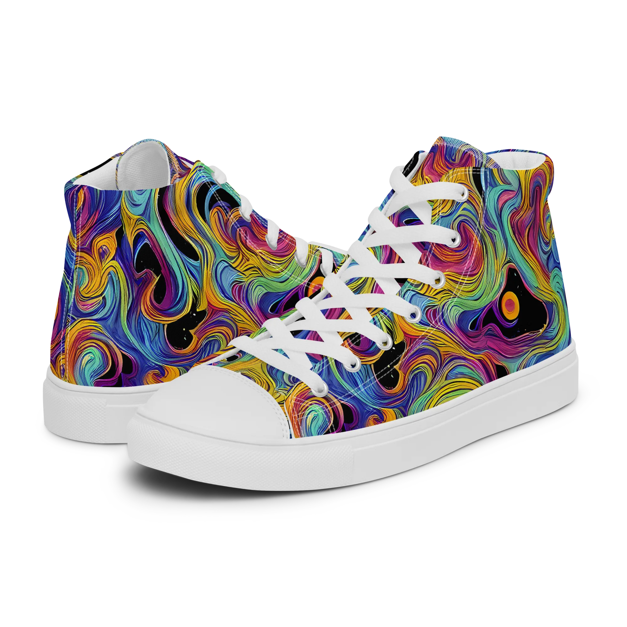 Aurora Ink on Women's High Top Canvas Shoes — Left