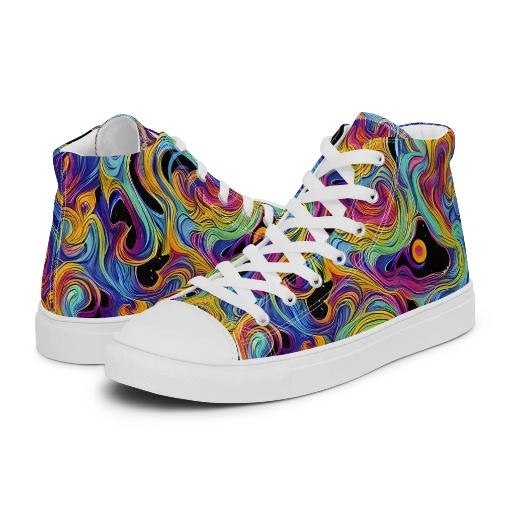 Aurora Ink on Women's High Top Canvas Shoes — Left