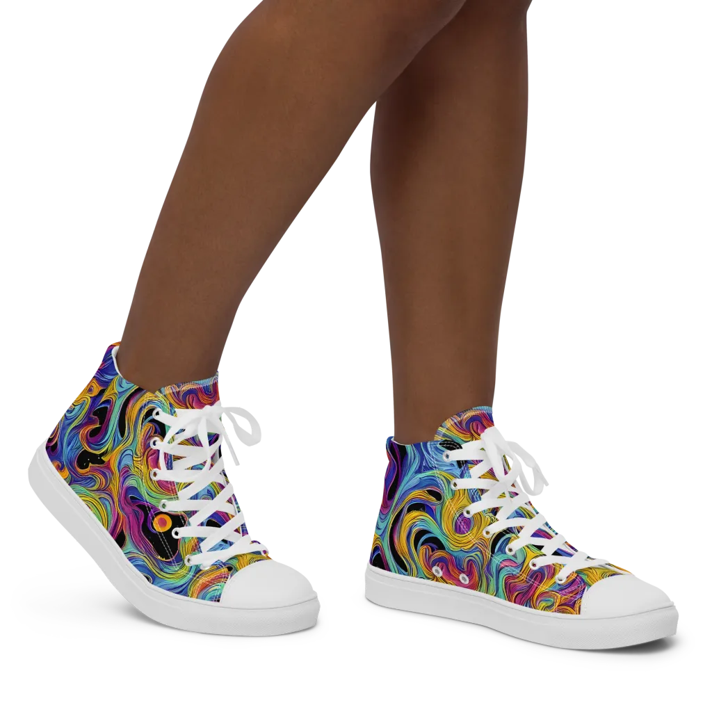 Aurora Ink on Women's High Top Canvas Shoes — Right