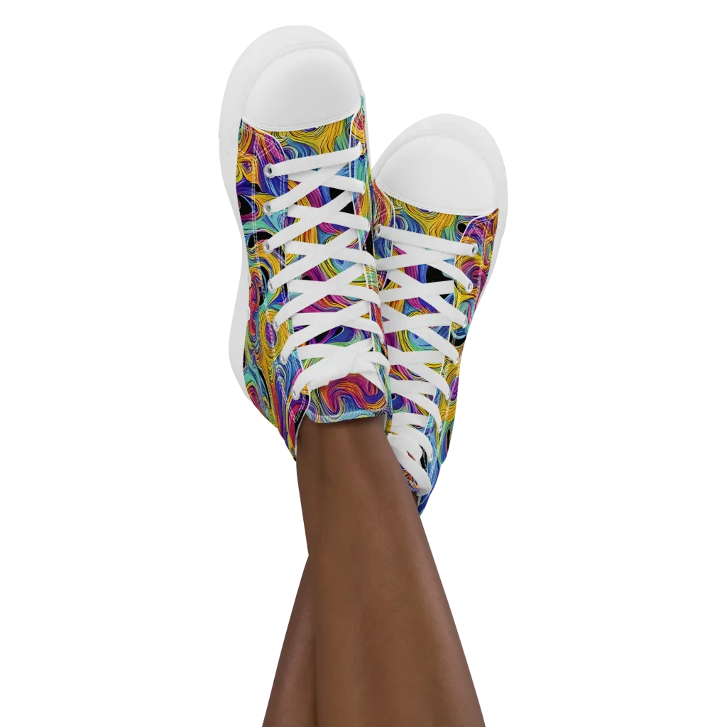 Aurora Ink on Women's High Top Canvas Shoes — Front