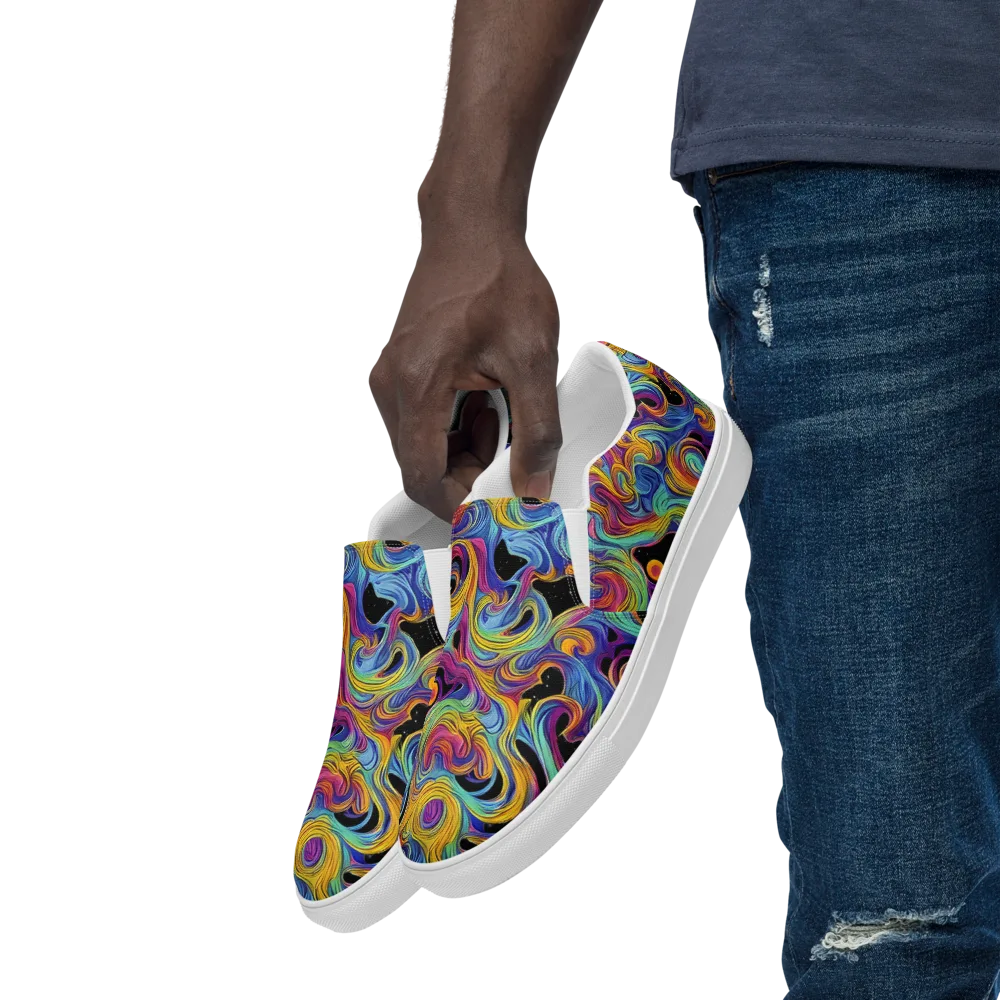 Aurora Ink on Men's Slip-On Canvas Shoes — Left Front
