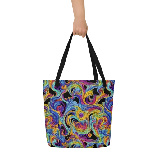 Aurora Ink on a Large Tote Bag W/ Pocket