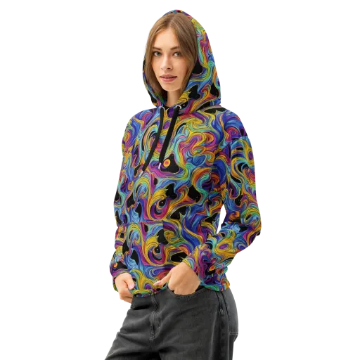 Aurora Ink on a Cotton Hoodie