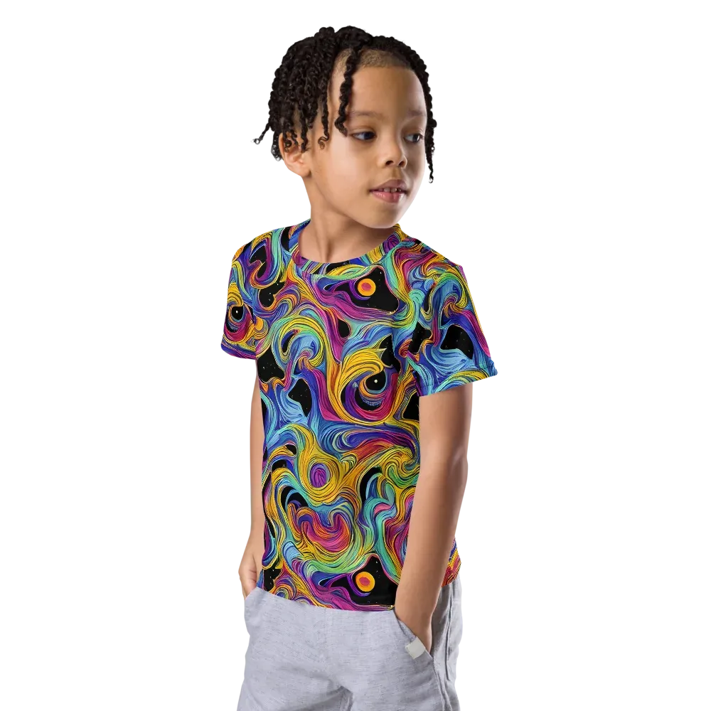 Aurora Ink on Kids Crew Neck T-Shirt — Left Front