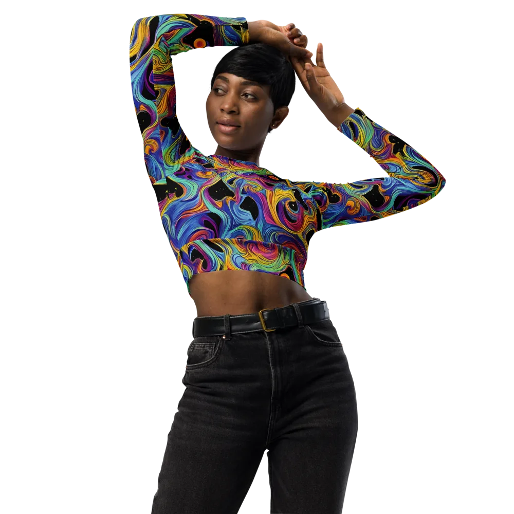 Aurora Ink on Long Sleeve Crop Top — Front