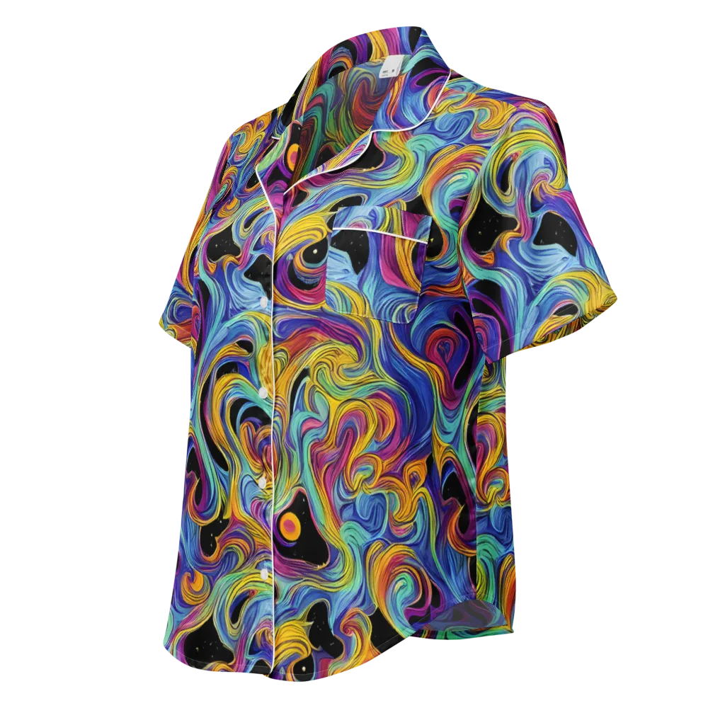 Aurora Ink on Women's Short Sleeve Pajama Top — Left Front