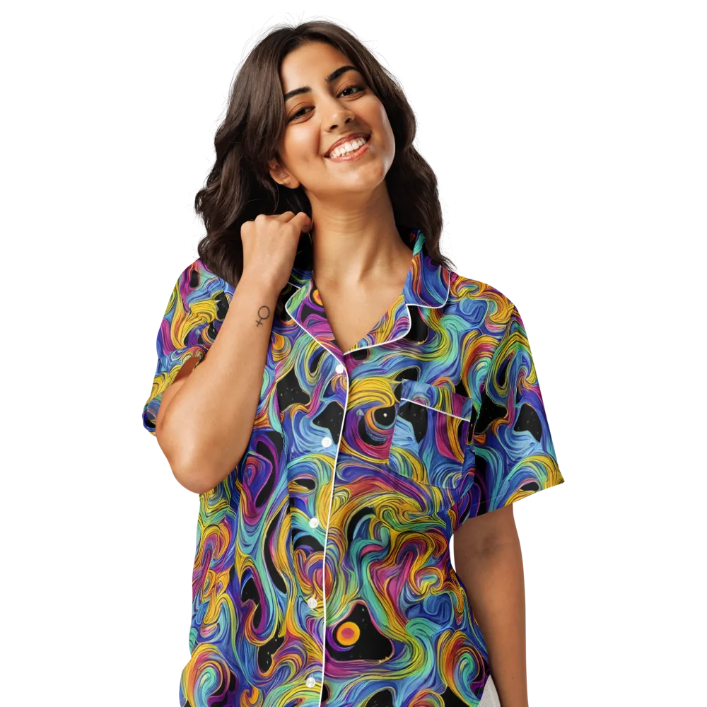 Aurora Ink on Women's Short Sleeve Pajama Top — Front