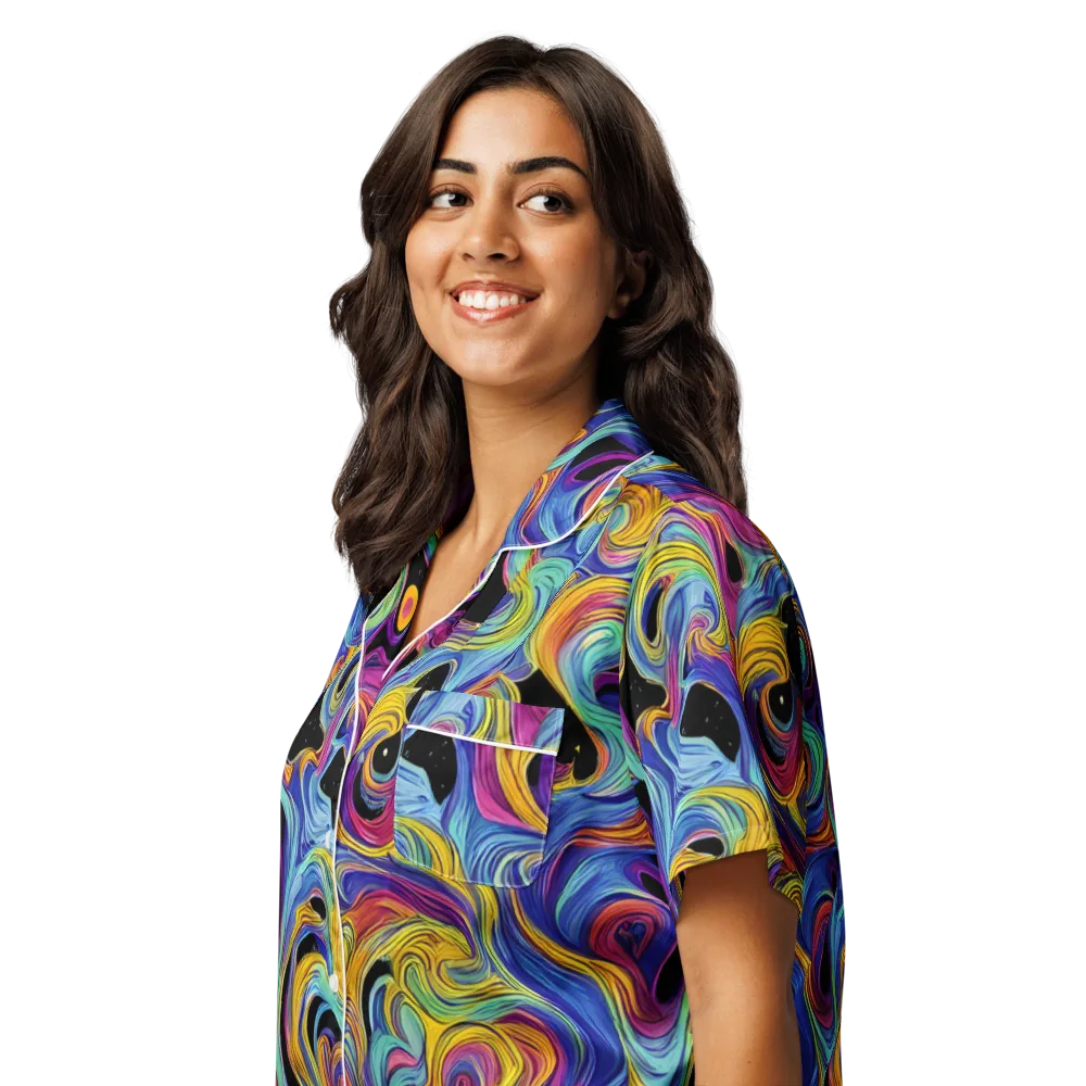 Aurora Ink on Women's Short Sleeve Pajama Top — Left Front