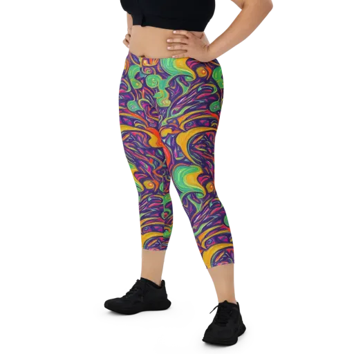 Psychedelic Ribbons on a Capri Leggings